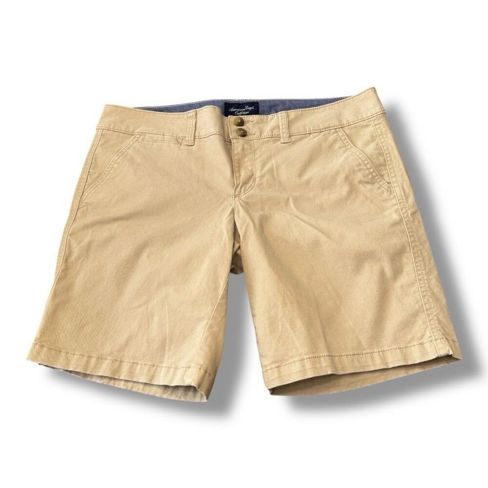 American Eagle Stretch Khaki Short Casual Cotton Spandex Summer Women’s Size 8
